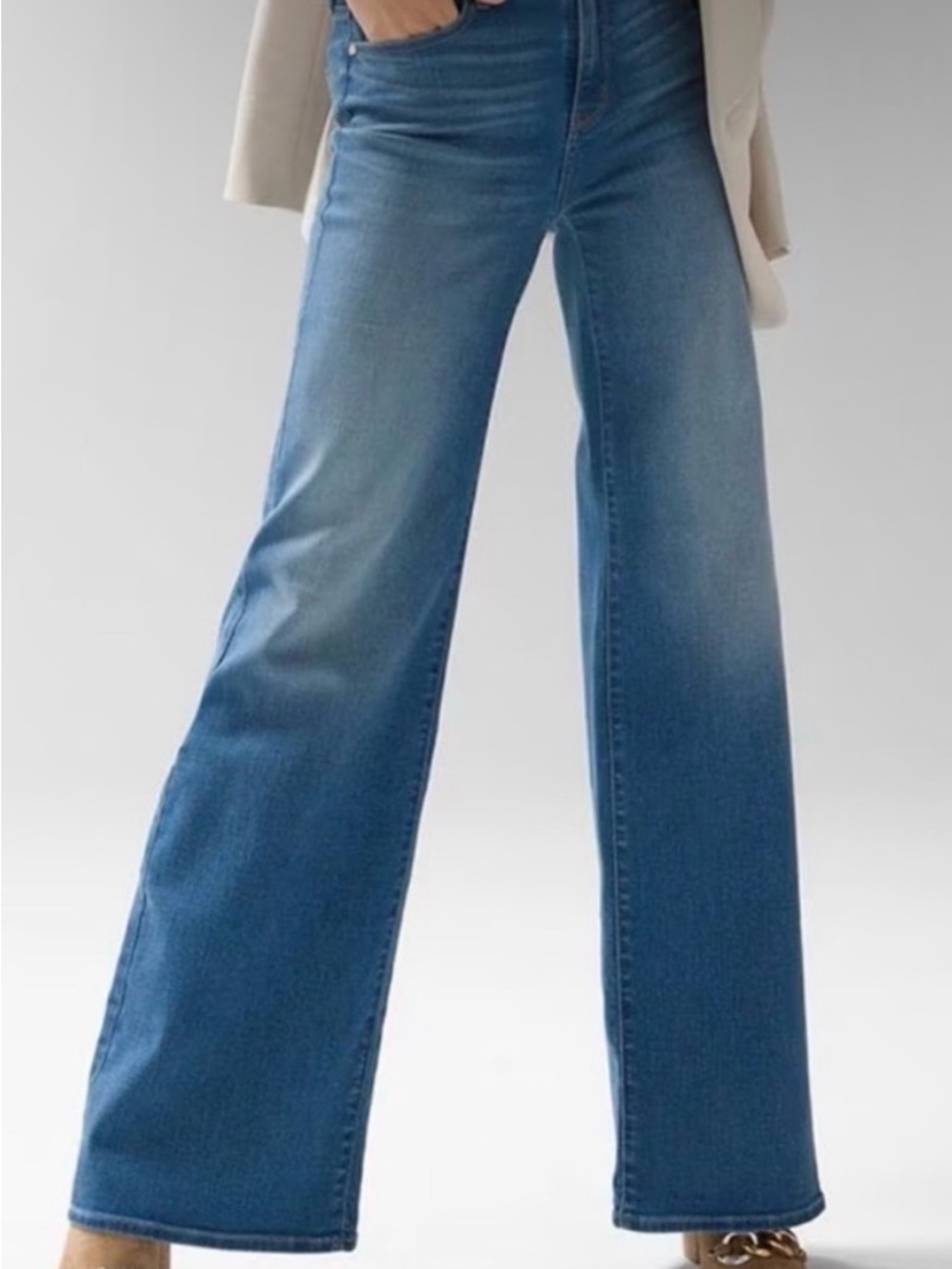 White House Black Market High Rise Wide Leg Jeans Everyday Soft Size 12
